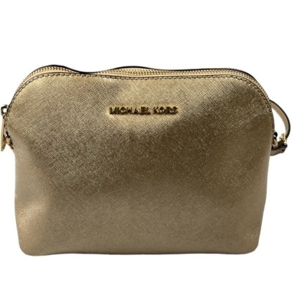 MICHAEL KORS GOLD LEATHER MED DOME CROSS BODY W/CHAIN AND GOLD DETAILS NWOT